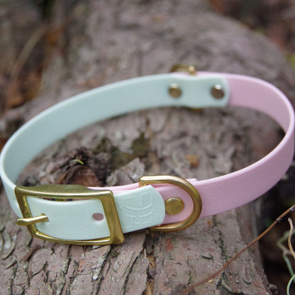 Mabel Dog Collar Pastel Pink and Mint Green - Front