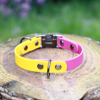 Mabel clasp dog collar pink and yellow - Back